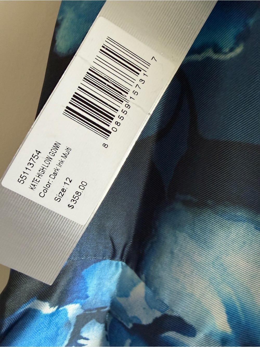 Kay Unger Kate Floral Pleated Gown Blue Dark Ink Size 12 NWT $358 - Picture 7 of 12